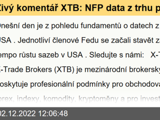 Živý komentář XTB: NFP data z trhu práce v USA - VIDEO