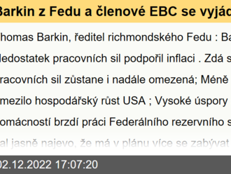 Barkin z Fedu a členové EBC se vyjádřili k měnové politice