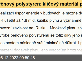 Pěnový polystyren: klíčový materiál pro snížení závislosti na ruském plynu  