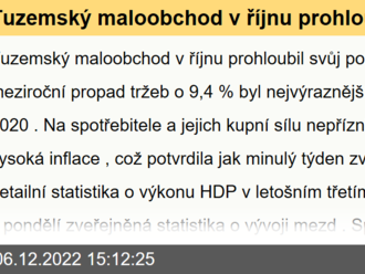 Tuzemský maloobchod v říjnu prohloubil svůj pokles