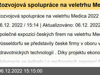 Rozvojová spolupráce na veletrhu Medica 2022 v Düsseldorfu