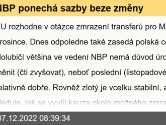 NBP ponechá sazby beze změny