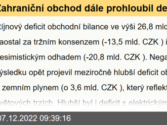 Zahraniční obchod dále prohloubil deficit  