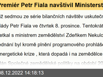 Premiér Petr Fiala navštívil Ministerstvo zemědělství