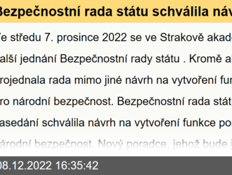 Bezpečnostní rada státu schválila návrh na vytvoření funkce poradce pro národní bezpečnost