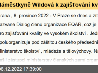 Náměstkyně Wildová k zajišťování kvality ve vysokém školství