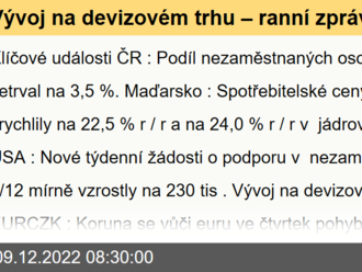 Vývoj na devizovém trhu – ranní zprávy 09.12.2022