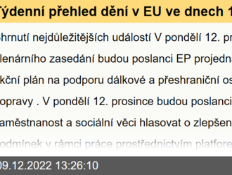 Týdenní přehled dění v EU ve dnech 12. – 18. prosince 2022