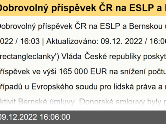 Dobrovolný příspěvek ČR na ESLP a Bernskou úmluvu