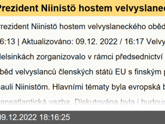 ​Prezident Niinistö hostem velvyslaneckého oběda