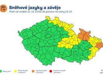 Aktualizace výstrahy ČHMÚ - V neděli bude na na východě a severovýchodě trvaleji a vydatněji sněžit.