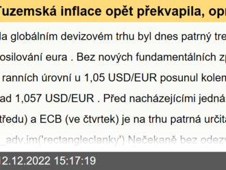 Tuzemská inflace opět překvapila, oproti říjnu ale opačně  