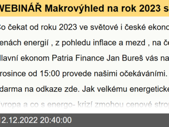 WEBINÁŘ Makrovýhled na rok 2023 s Janem Burešem. Nejen o Česku, koruně i energiích. 15. 12. v 15:00