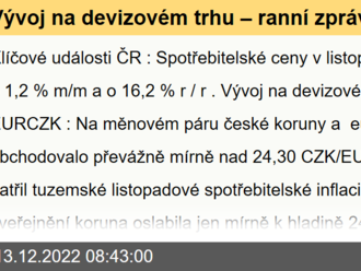 Vývoj na devizovém trhu – ranní zprávy 13.12.2022