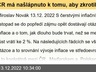 ČR má našlápnuto k tomu, aby zkrotila inflaci rychleji než Maďarsko a Polsko  