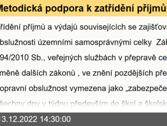 Metodická podpora k zatřídění příjmů a výdajů souvisejících se zajišťováním dopravní obslužnosti územními samosprávnými celky