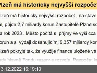 Plzeň má historicky nejvyšší rozpočet, na stavební investice z něj půjde 2,7 miliardy korun