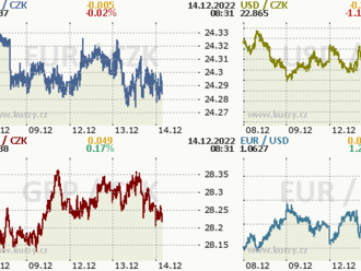 Koruna okupuje hranici 24,30 EUR/CZK