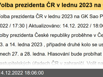 Volba prezidenta ČR v lednu 2023 na GK Sao Paulo