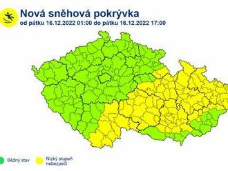 Výstraha nová sněhová pokrývka a ledovka. Platnost: Od pátku 16.12.2022 01:00 do pátku 16.12.2022 17:00