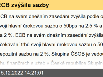 ECB zvýšila sazby