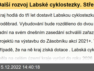 Další rozvoj Labské cyklostezky. Středočeský kraj hodlá do tří let dostavit Labskou cyklostezku z Kolína až do Poděbrad.