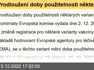 Prodloužení doby použitelnosti některých variant vakcíny Comirnaty