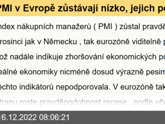 PMI v Evropě zůstávají nízko, jejich pesimismus se ale zatím výrazněji neprojevil  