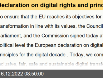 Declaration on digital rights and principles: EU values and citizens at the centre of digital transformation