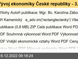 Vývoj ekonomiky České republiky - 3. čtvrtletí 2022