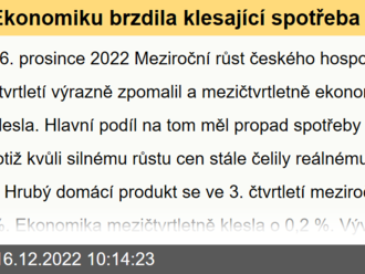 Ekonomiku brzdila klesající spotřeba