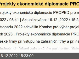 Projekty ekonomické diplomacie PROPED pro rok 2023