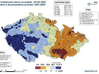 Podzim 2022 – nadprůměrně teplý a srážkově rozdílný západ a východ republiky