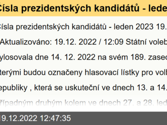 Čísla prezidentských kandidátů - leden 2023