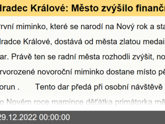 Hradec Králové: Město zvýšilo finanční dar pro prvního hradeckého občánka narozeného v roce 2023