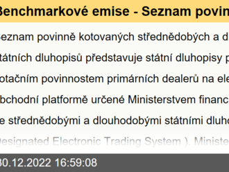 Benchmarkové emise - Seznam povinně kotovaných střednědobých a dlouhodobých státních dluhopisů