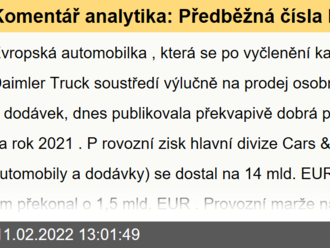 Komentář analytika: Předběžná čísla Mercedesu dávají důvod k optimismu