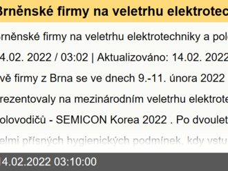 Brněnské firmy na veletrhu elektrotechniky a polovodičů v Soulu