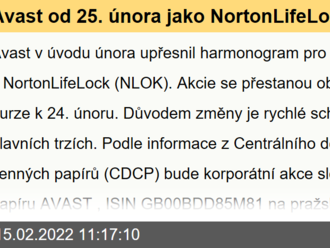 Avast od 25. února jako NortonLifeLock. Co nastane, pokud vlastníte akcie v Londýně a co v Praze?