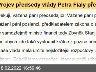 Projev předsedy vlády Petra Fialy před Poslaneckou sněmovnou k návrhu zákona o státním rozpočtu České republiky na rok 2022