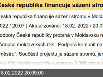 Česká republika financuje sázení stromů v Moldavsku