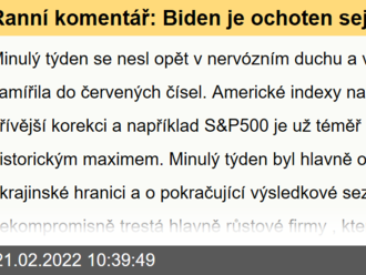 Ranní komentář: Biden je ochoten sejít se s Putinem, indexy zahajují týden růstem