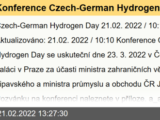 Konference Czech-German Hydrogen Day 23. 3. 2022