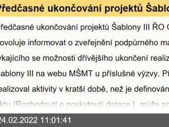 Předčasné ukončování projektů Šablony III