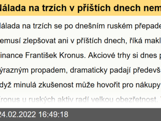 Nálada na trzích v příštích dnech nemusí být lepší. S ruskými aktivy opatrně, pozor na Tchaj-wan - František Kronus