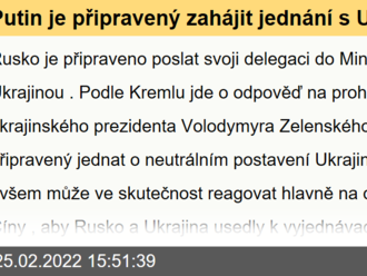 Putin je připravený zahájit jednání s Ukrajinou. Dnešní apel Číny zjevně zabral – otázkou je, zda byl rozhodnutím Číny, nebo zda si jej v Pekingu „objednal“ Putin, aby neztratil tvář