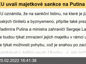 EU uvalí majetkové sankce na Putina a Lavrova