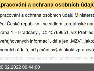 Zpracování a ochrana osobních údajů na MZV ČR