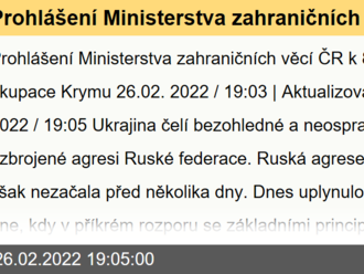 Prohlášení Ministerstva zahraničních věcí ČR k 8. výročí okupace Krymu