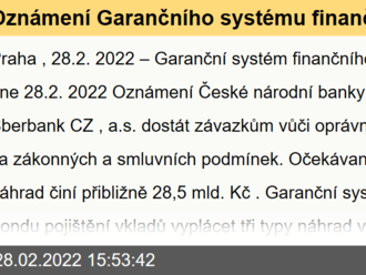 Oznámení Garančního systému finančního trhu